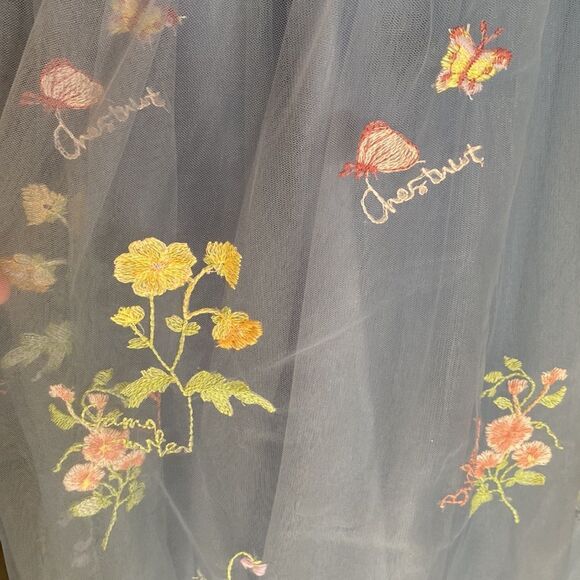 Women’s Blue Dress Embroidered Flowers & Butterflies Corset Back Size 12 NWOT - Picture 14 of 14